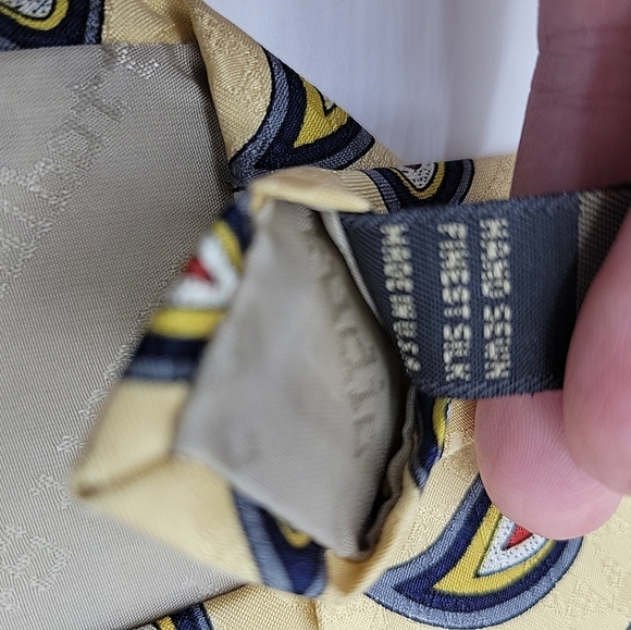 TALBOTT STUDIO Oxford Shop HAND SEWN SILK TIE Yellow Blue Red White Jacquard - Picture 4 of 8